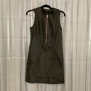 faux leather like zip up sleeveless dress